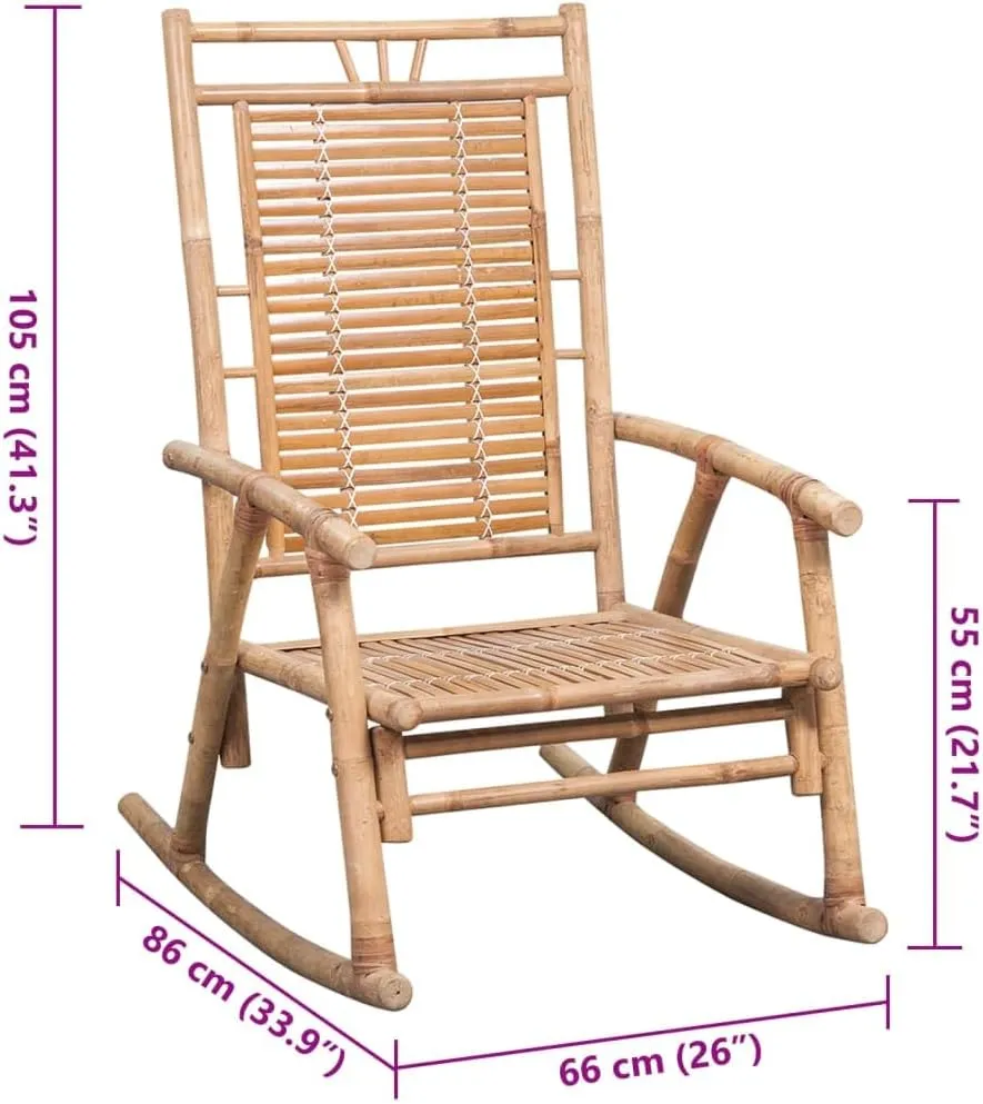 Premium Solid Bamboo Rocking Chair with Comfortable Anthracite Cushion for Outdoor Patio Garden Indoor Lounge Use Includes Extra Cushion Durable and Easy to Clean Furniture