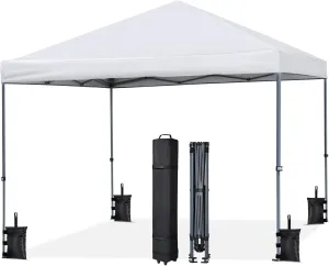 PRETYZOOM 3 * 3 Meters Up Tent Canopy Waterproof Outdoor Instant Tent Sun Protection Windproof Shelter with Wheeled Carry Bag (White)