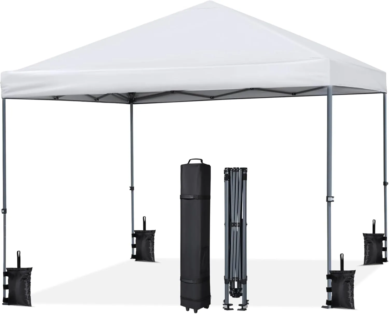 PRETYZOOM 3 * 3 Meters Up Tent Canopy Waterproof Outdoor Instant Tent Sun Protection Windproof Shelter with Wheeled Carry Bag (White)