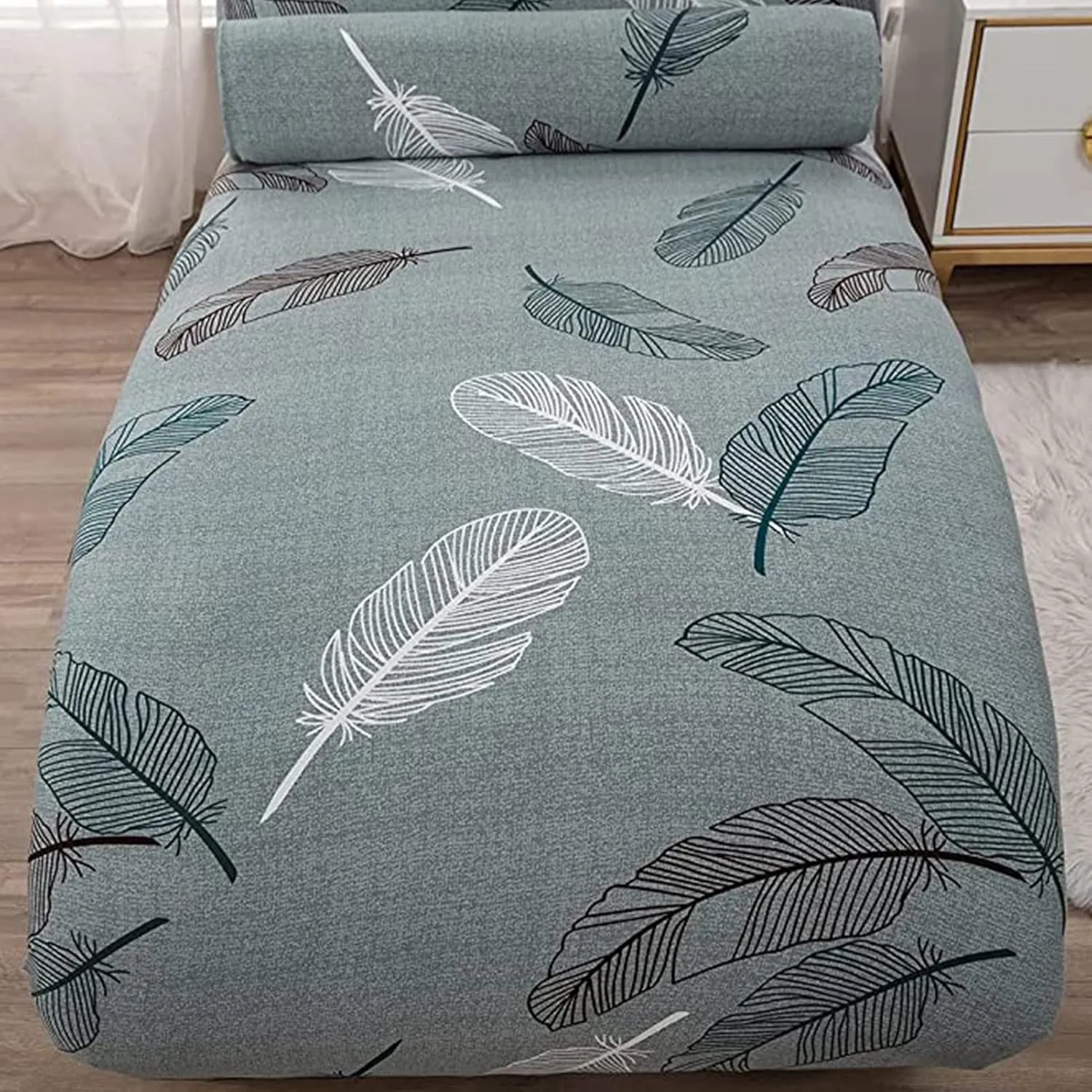 Printed Armless Chaise Lounge Indoor Slipcover Stretch Chair Covers for Living Room Bedroom Stretch Armless Lounge Chaise Slipcover, One Size,Yellow,2pc