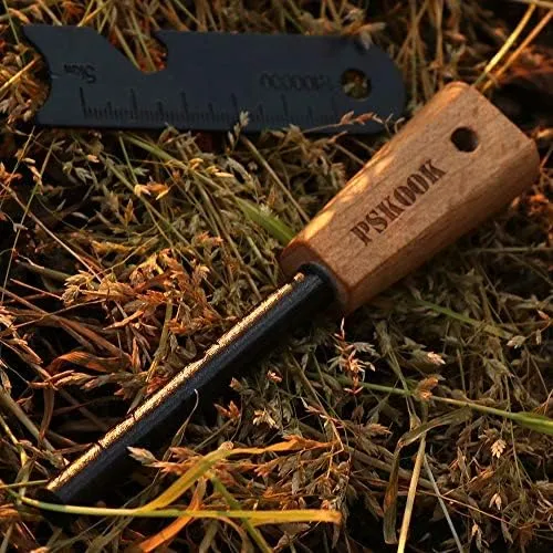 PSKOOK Bow Drill Kit Fire Starter, Primitive Wood, Survival Practice Friction Fire Tool for Scout Outdoor Activity Teaching, Outward Bound Training, Wildness Survival Beginner