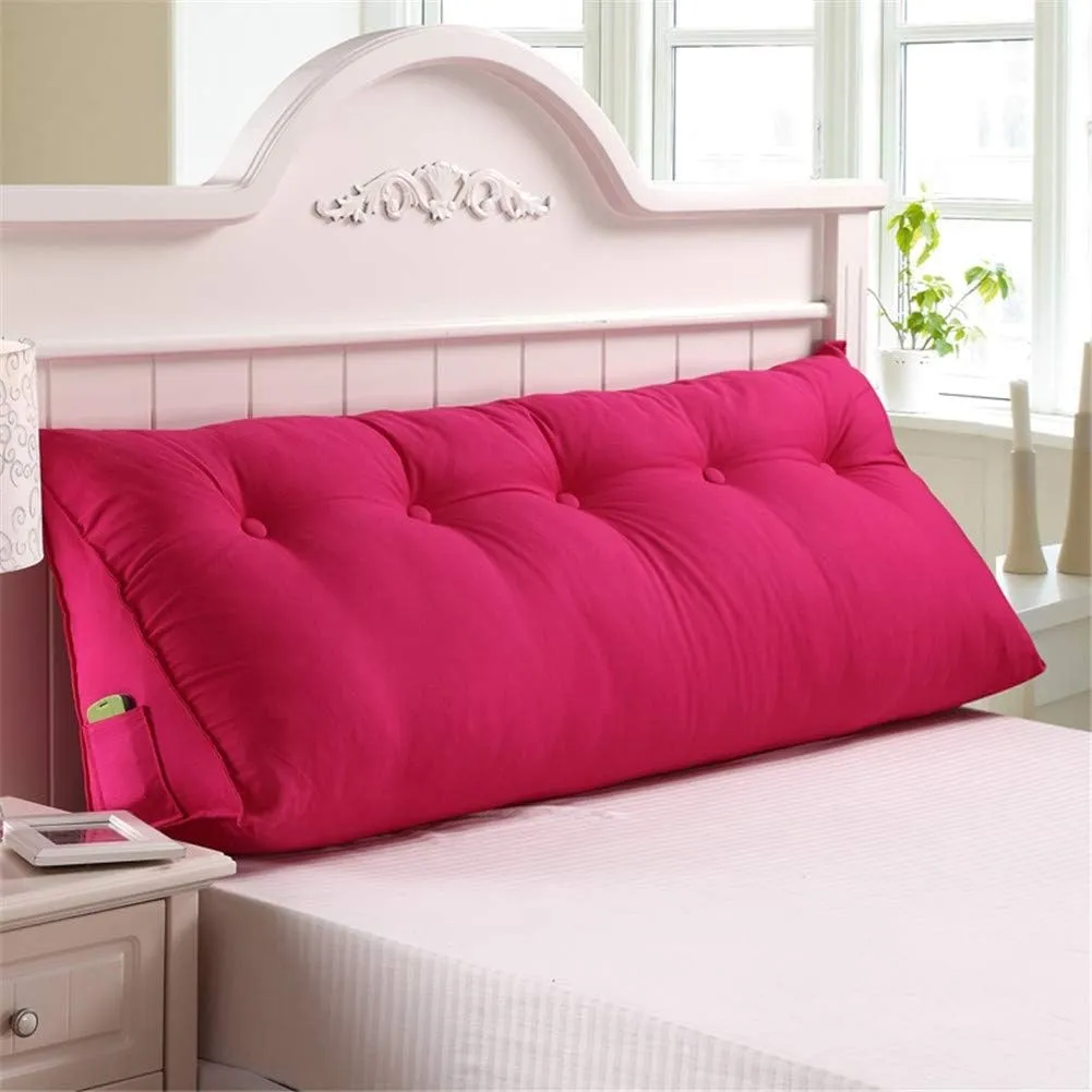 QAZW Solid Color Cotton and Linen Bedside Back Cushion Breathable Soft Large Backrest Pillow Comfortable Detachable Headboard Cushion Lumbar pad Washable for Office Bedroom etc