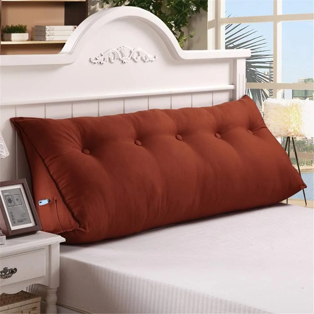 QAZW Solid Color Cotton and Linen Bedside Back Cushion Breathable Soft Large Backrest Pillow Comfortable Detachable Headboard Cushion Lumbar pad Washable for Office Bedroom etc