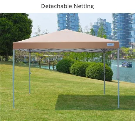 Quictent 10' x 10' Pop Up Canopy with Mesh Netting-Tan