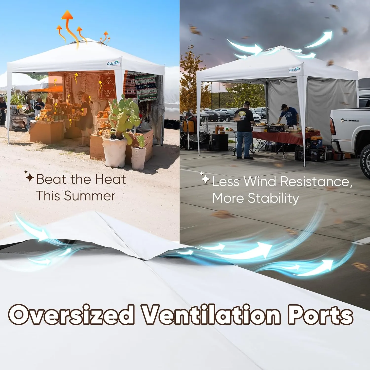 Quictent 10x10 Pop Up Canopy Tent with 1 Sidewall, Instant Setup Gazebo for 1 Person, Portable & Compact, Waterproof & UV Protection, Ideal for Camping, Beach, Parties, and Outdoor Events
