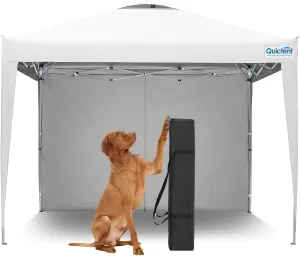 Quictent 10x10 Pop Up Canopy Tent with 1 Sidewall, Instant Setup Gazebo for 1 Person, Portable & Compact, Waterproof & UV Protection, Ideal for Camping, Beach, Parties, and Outdoor Events