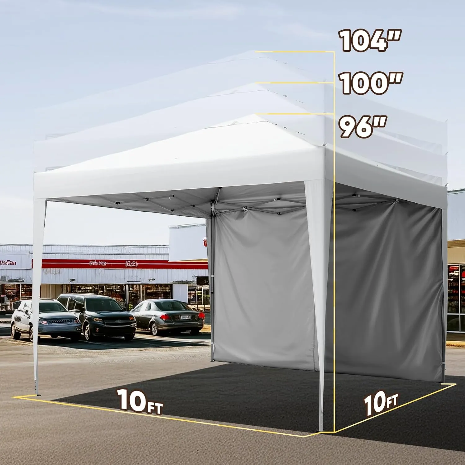 Quictent 10x10 Pop Up Canopy Tent with 1 Sidewall, Instant Setup Gazebo for 1 Person, Portable & Compact, Waterproof & UV Protection, Ideal for Camping, Beach, Parties, and Outdoor Events