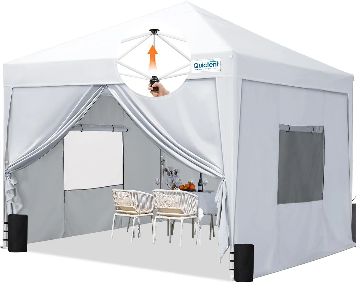 Quictent Privacy 10x10 Pop up Canopy Tent with Sidewalls and Roll-up Ventilated Windows, One Person Setup, Easy Outdoor Commercial Gazebo Shelter Enclosed Waterproof, Bonus 4 Sandbags