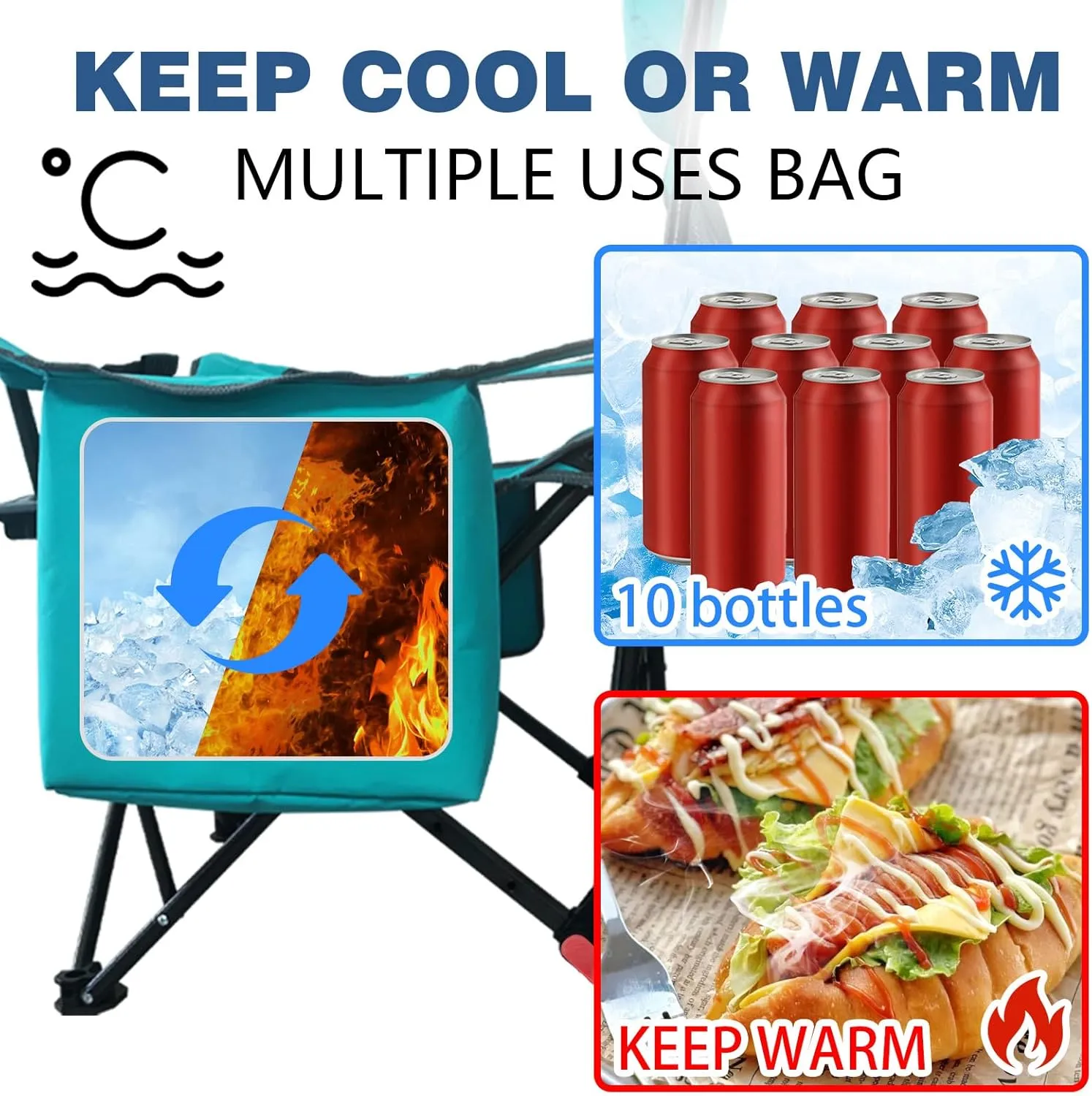 Reclining Camping Chair 4 Position with Foot Rest Comfortable for Adults 265Ibs Folding Lounger Mesh Beach Chair with Cooler Bag,Cotton Cushion and Cup Holder for Outdoor Patio