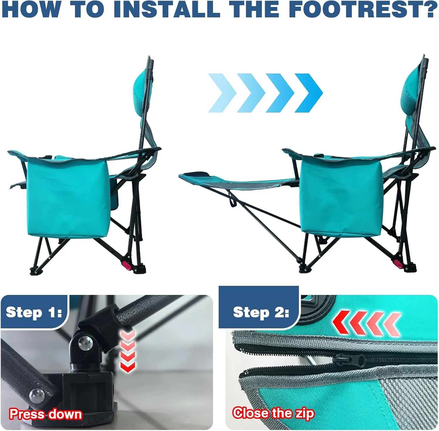 Reclining Camping Chair 4 Position with Foot Rest Comfortable for Adults 265Ibs Folding Lounger Mesh Beach Chair with Cooler Bag,Cotton Cushion and Cup Holder for Outdoor Patio