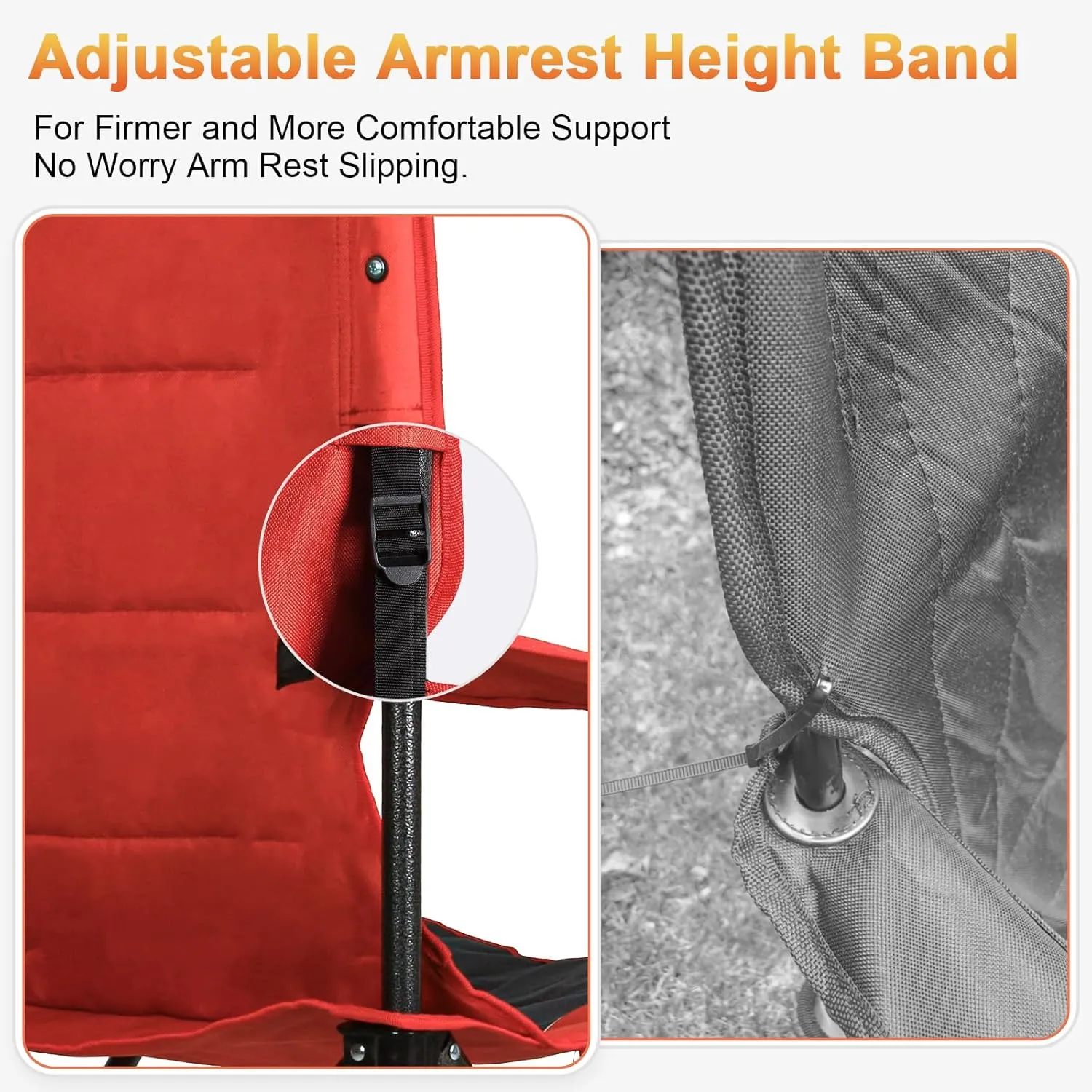 Romswi Oversized Camping Chairs,Heavy Duty Support 500 LBS,Padded Back & Arm Sport Chairs, Cup Holder Cooler Bag, Collapsible Folding Chairs for Outdoor, Fishing & Garden
