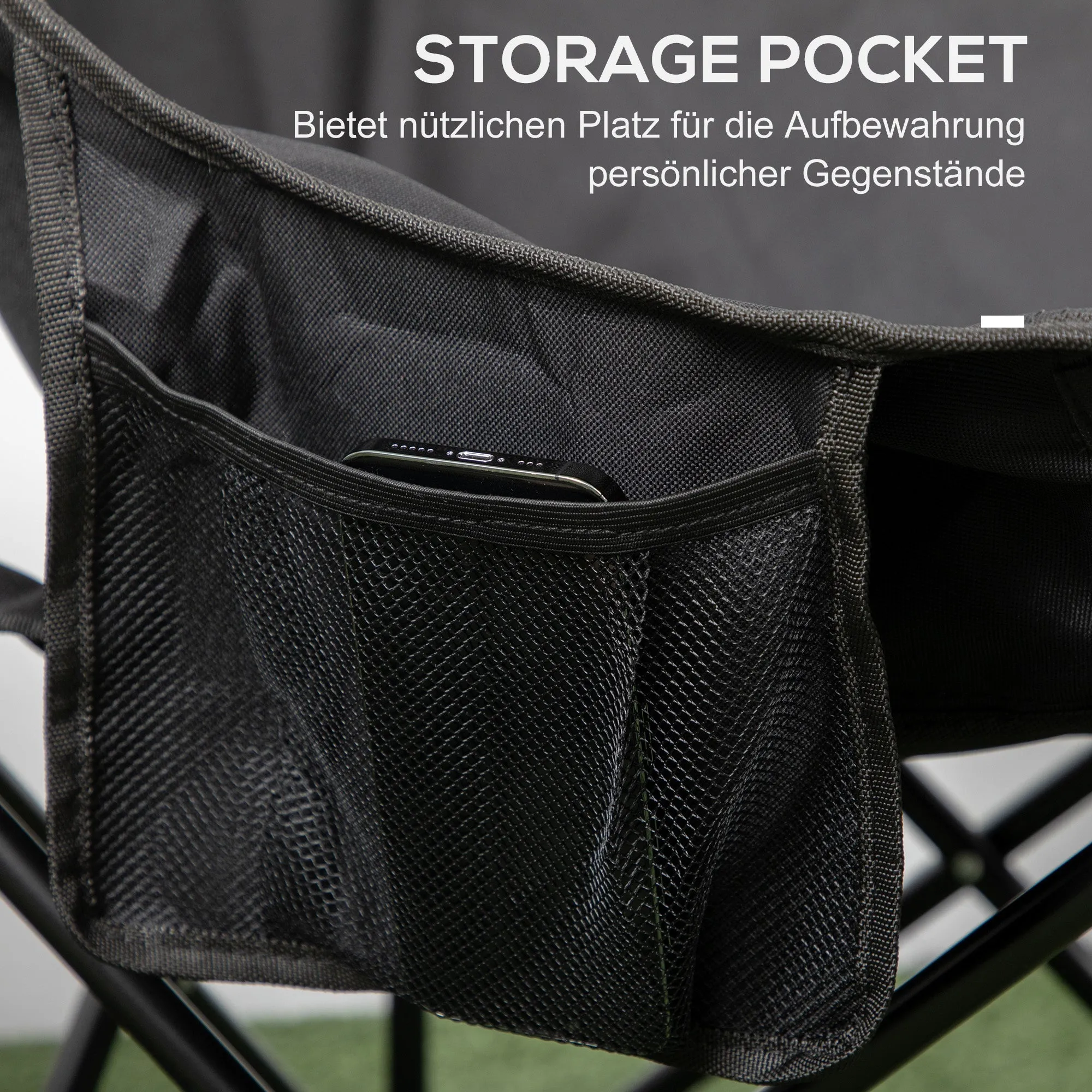 Rootz Foldable Camping Chair - Portable Seat - Steel Frame Chairs - Easy Transport - 61cm x 54cm x 66cm - Includes Carrying Bag