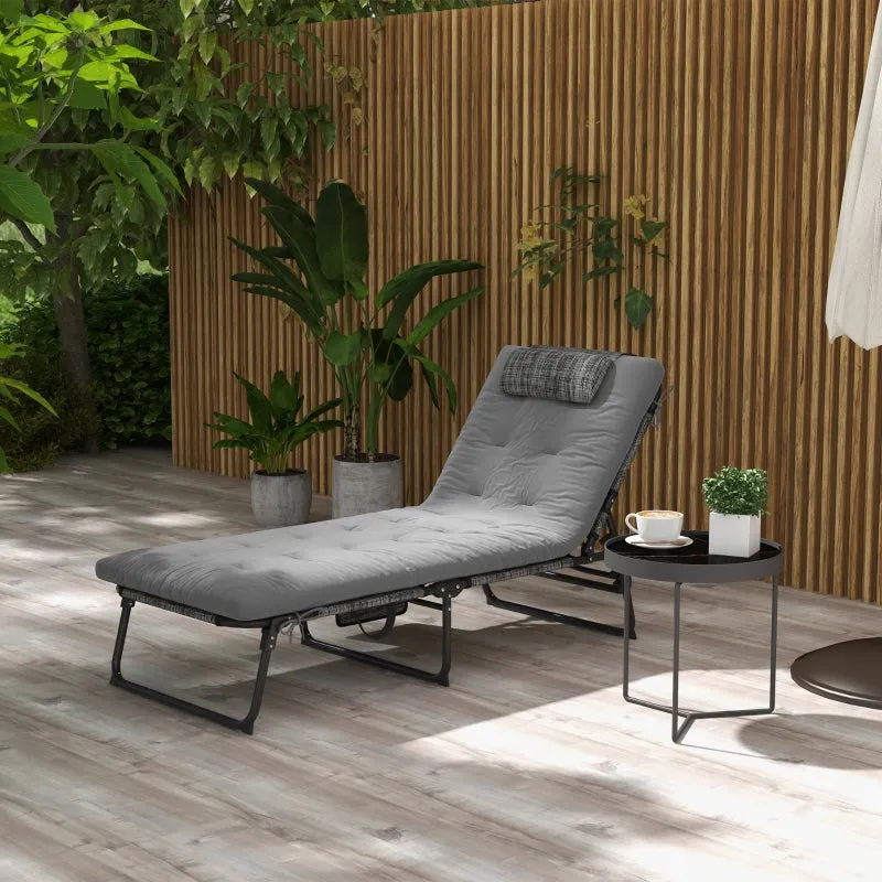 Rootz Folding Camping Bed - Sun Chair - Lounger - Adjustable Backrest - 68cm x 189cm x 30cm