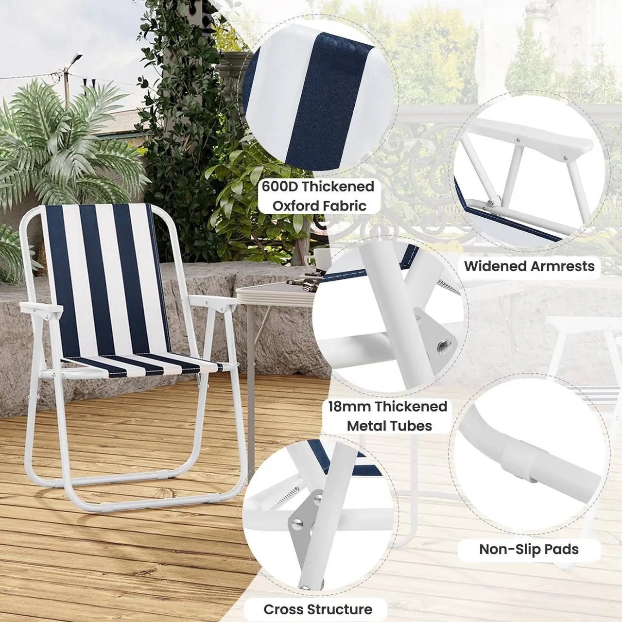 Rootz Folding Camping Chair Set - Ultralight Beach Chairs - Portable Fishing Chairs - Stable & Durable - 58cm x 53cm x 76cm