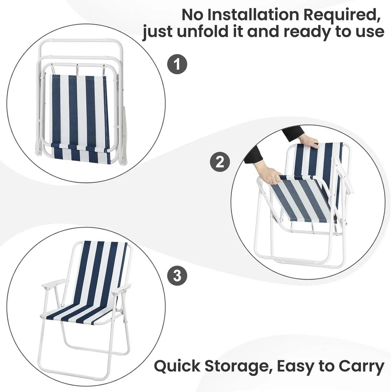 Rootz Folding Camping Chair Set - Ultralight Beach Chairs - Portable Fishing Chairs - Stable & Durable - 58cm x 53cm x 76cm