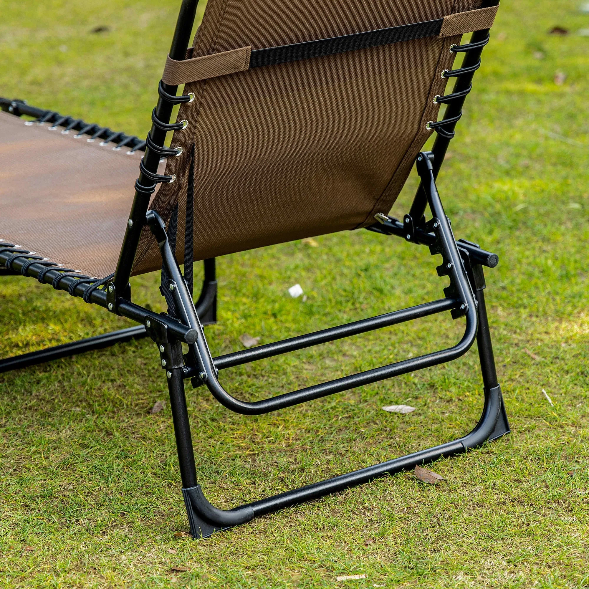 Rootz Lying Chair - Foldable Lounger - Reclining Chair - Neck Pillow Support - Steel Frame - 185cm x 58cm x 30cm