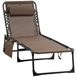 Rootz Lying Chair - Foldable Lounger - Reclining Chair - Neck Pillow Support - Steel Frame - 185cm x 58cm x 30cm