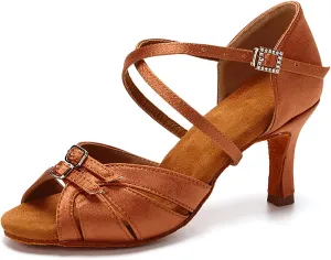 Rosefinch Women Latin Dance Shoes Width Adjustable Salsa Modern Pole Dance Shoes Tango Latin Shoes for Girls Ladies 2/2.75 Inch High Heel