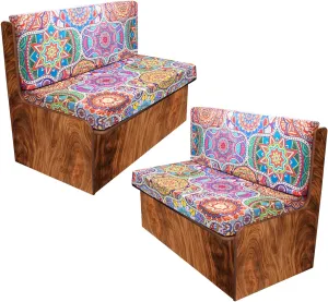 Rv Dinette Cushion Covers,Printing Stretchable Camper Cushion Cover,RV Cushion Slipcover,Rv Couch Cover Replacement for RV Camper Car Bench,2 Backrest Covers and 2 Bench Covers (Bohemia)