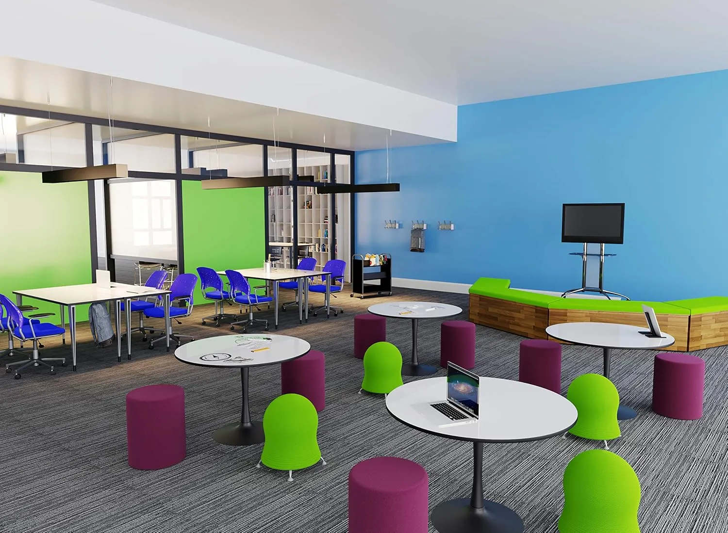 Safco Zenergy Ball Chair, Active Seating, Anti-Burst, Inflatable Chair for Home Office and Classroom, Green Mesh