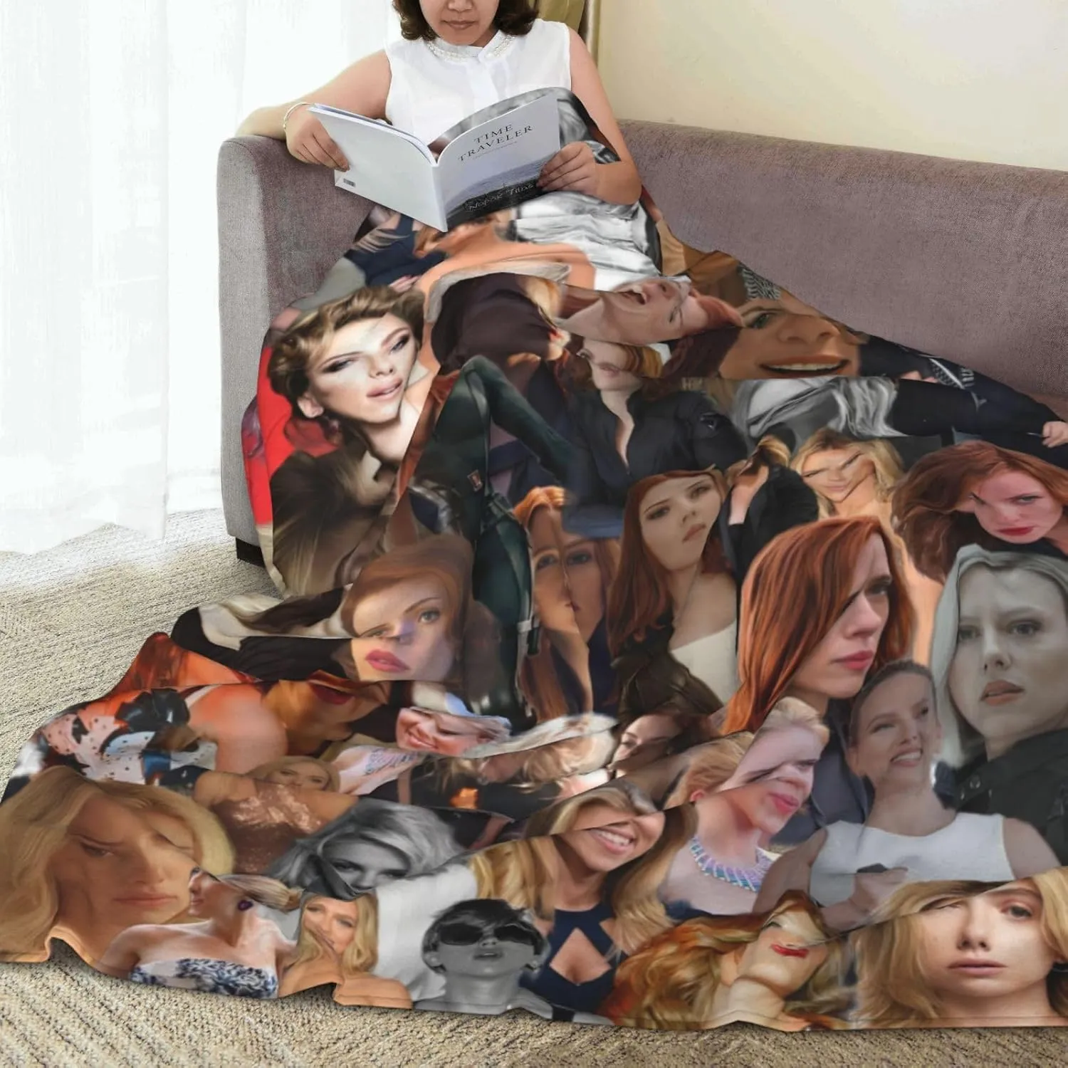 Scarlett Johansson Blanket Flannel Fleece Printed Throw Blankets Ultra Soft Micro Warm Blanket for All Season Bedding Chair Sofa Couch Bed 50"x40"