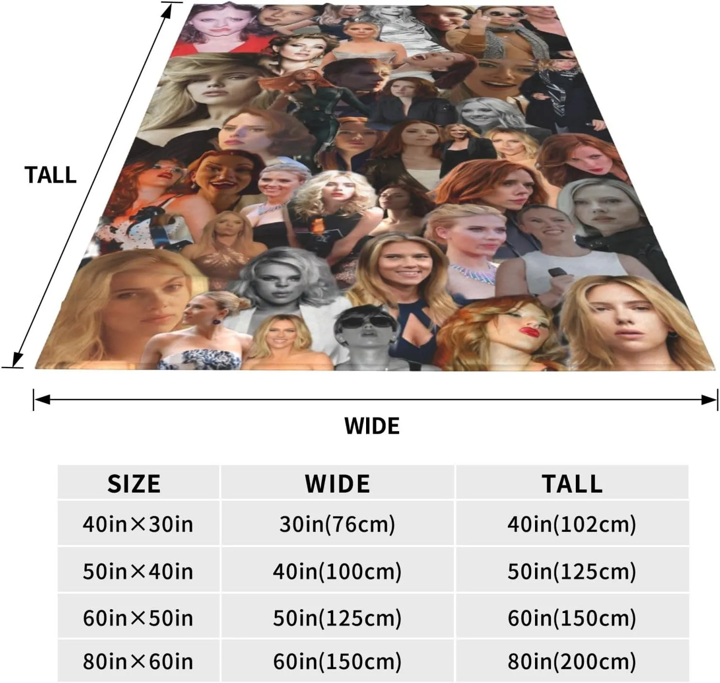 Scarlett Johansson Blanket Flannel Fleece Printed Throw Blankets Ultra Soft Micro Warm Blanket for All Season Bedding Chair Sofa Couch Bed 50"x40"