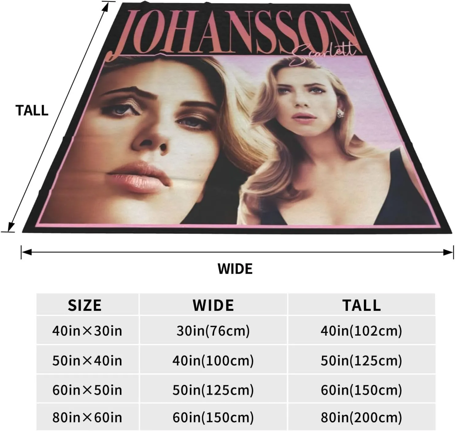 Scarlett Johansson Blanket Flannel Fleece Printed Throw Blankets Ultra Soft Micro Warm Blanket for All Season Bedding Chair Sofa Couch Bed 50"x40"