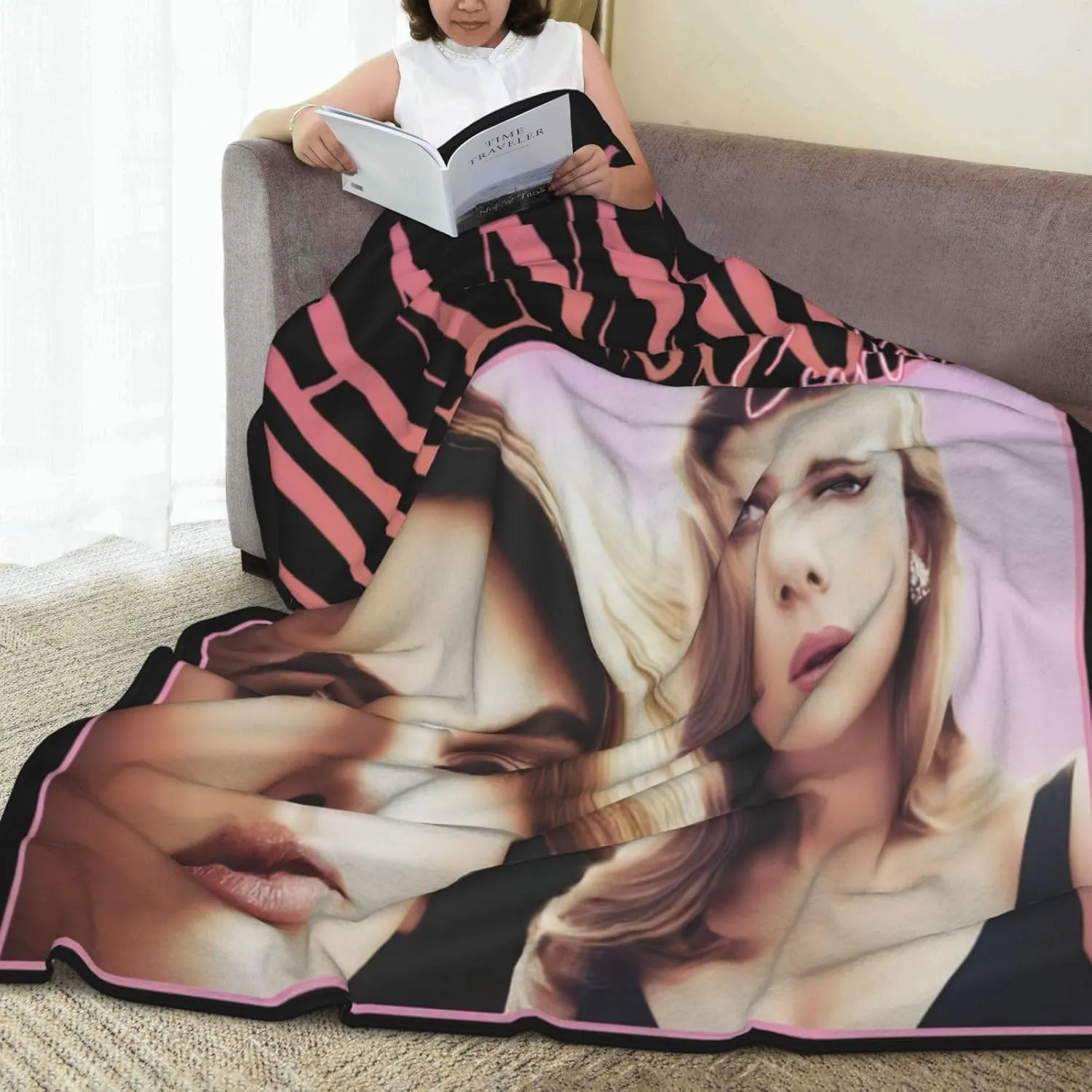 Scarlett Johansson Blanket Flannel Fleece Printed Throw Blankets Ultra Soft Micro Warm Blanket for All Season Bedding Chair Sofa Couch Bed 50"x40"