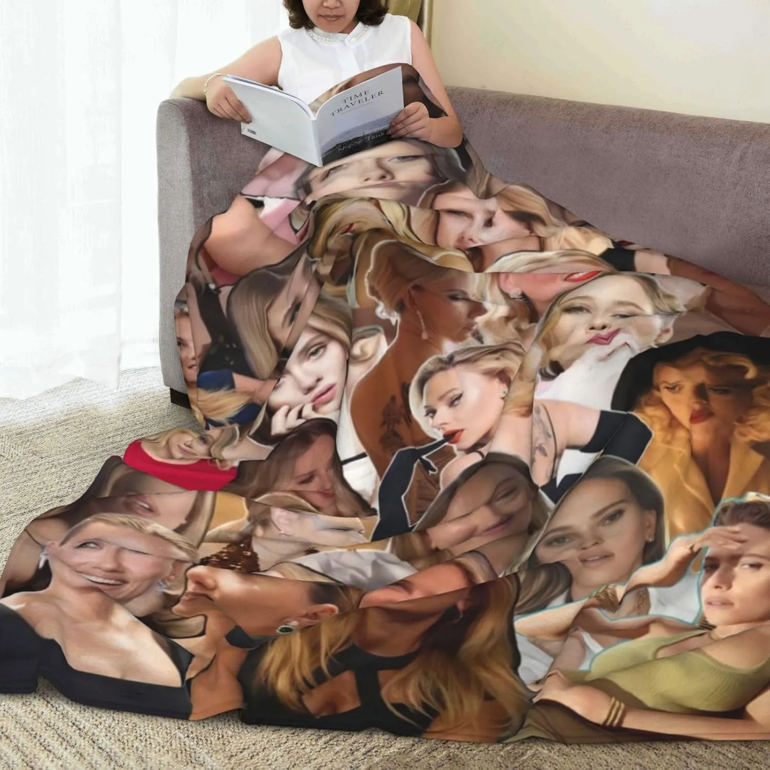 Scarlett Johansson Blanket Flannel Fleece Printed Throw Blankets Ultra Soft Micro Warm Blanket for All Season Bedding Chair Sofa Couch Bed 50"x40"