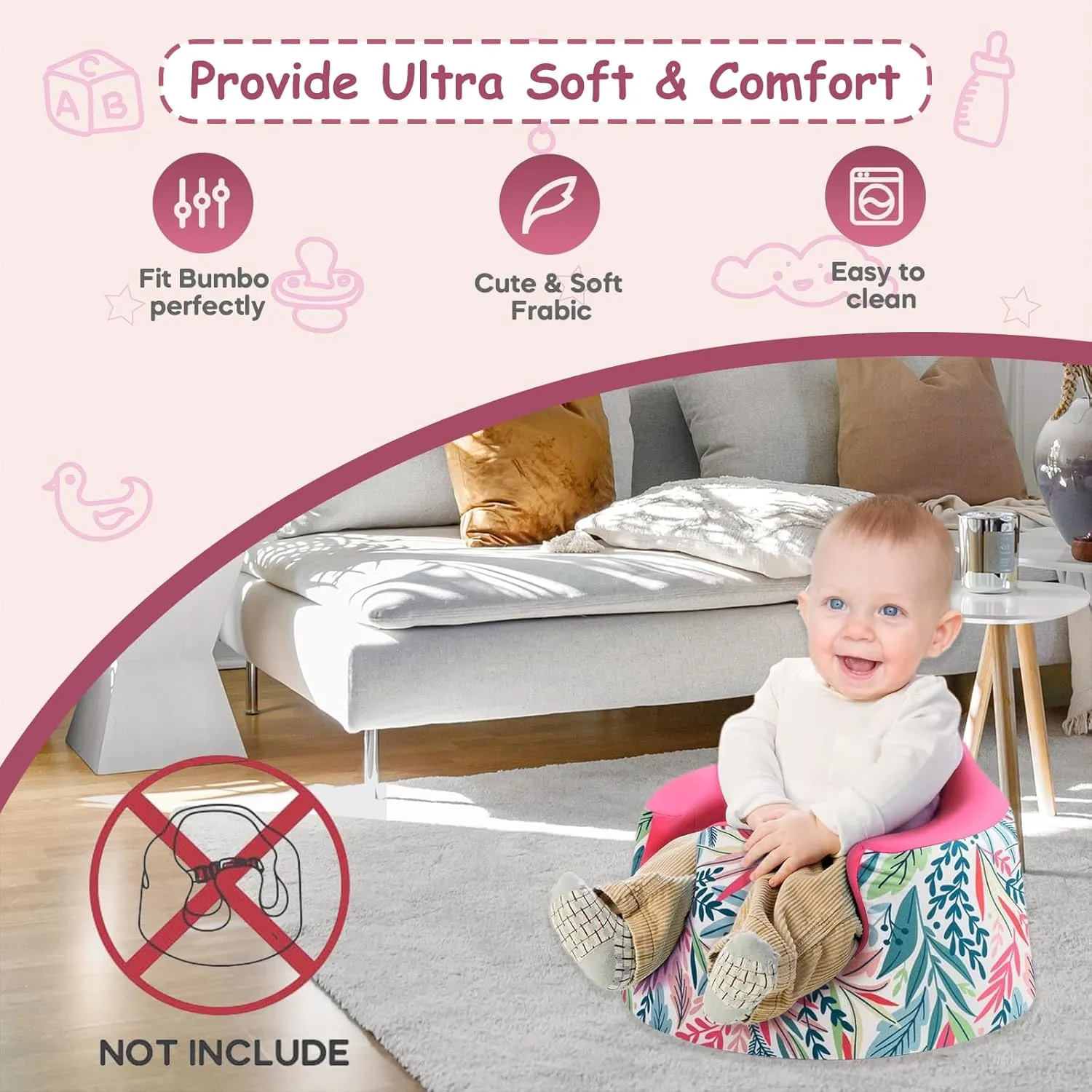 Seat Cover Compatible Baby Seat, Breathable Floor Seat Cover for Girl Boy, Breathable Comfortable Seat Cover, Children Chair Protector, Easy to Install & Remove (Fish Scale)