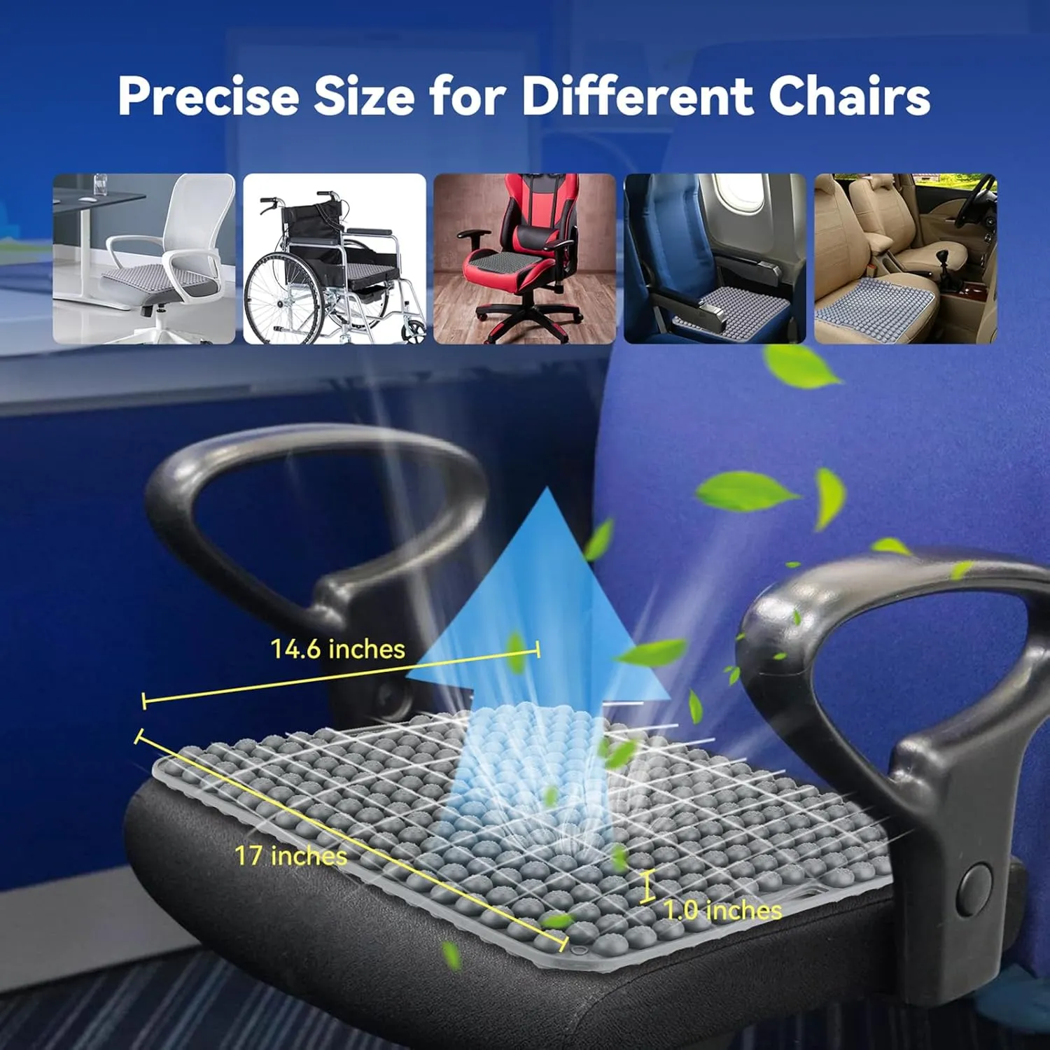 Seat Cushion for Long Sitting Hours on Office & Home Chair, with 3D Non-Slip for Office Chair Cushions, Car Seats, Airplane Seat, Wheelchair Seat Cushions, Long Trips (Grey)