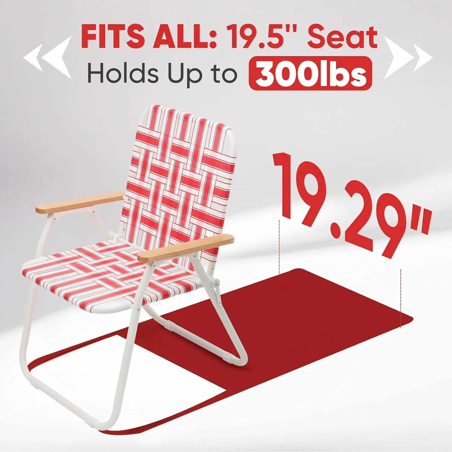 Sekey Folding Lawn Chair, Beach Chair for Adults with Highback, Camping Chair with Webbed Airflow Mesh, Patio Chair with Rust-Proof Coating, Webbed Lawn Chair for Outdoor, Fishing, Backyard, Red