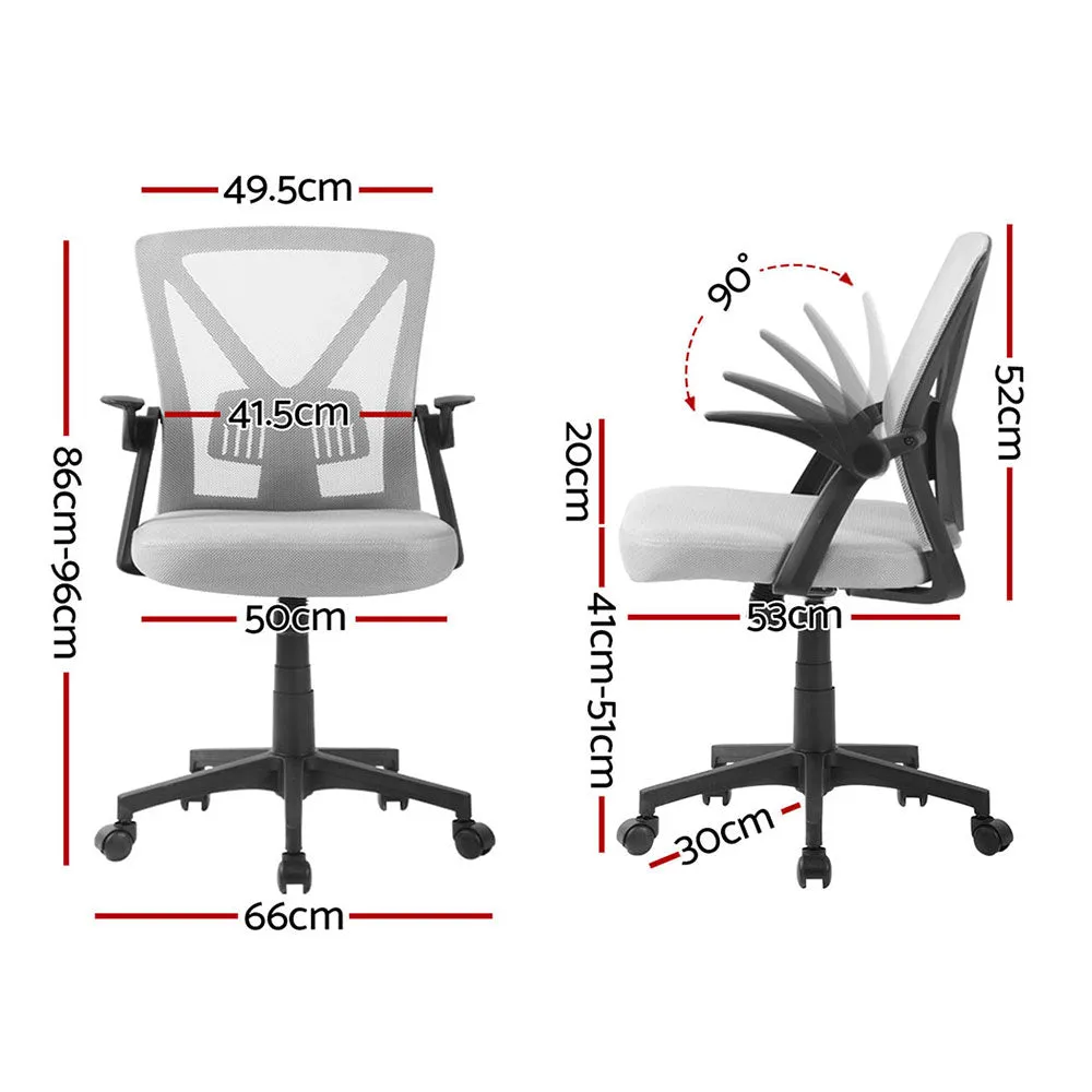 Set of 2 Mesh Folding Armrest Office Chairs - Grey