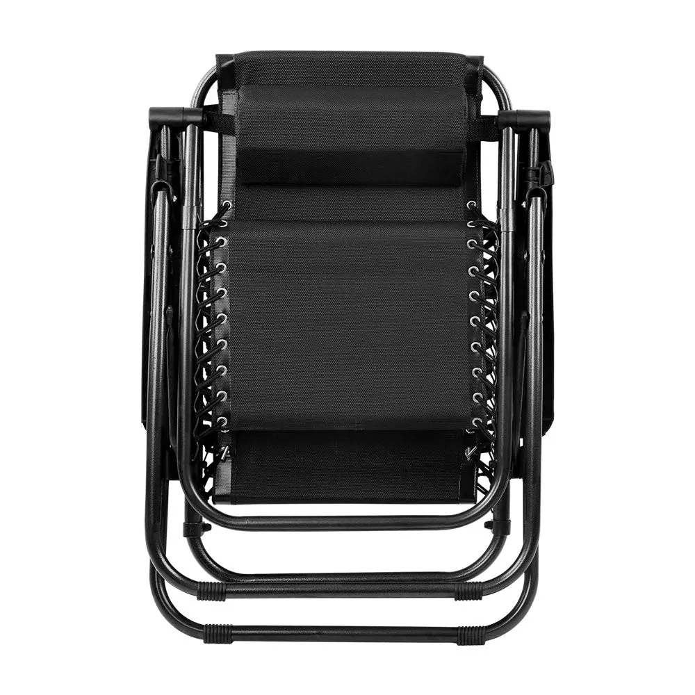 Set of 2 Outdoor Recliner Zero Gravity Chairs - Black