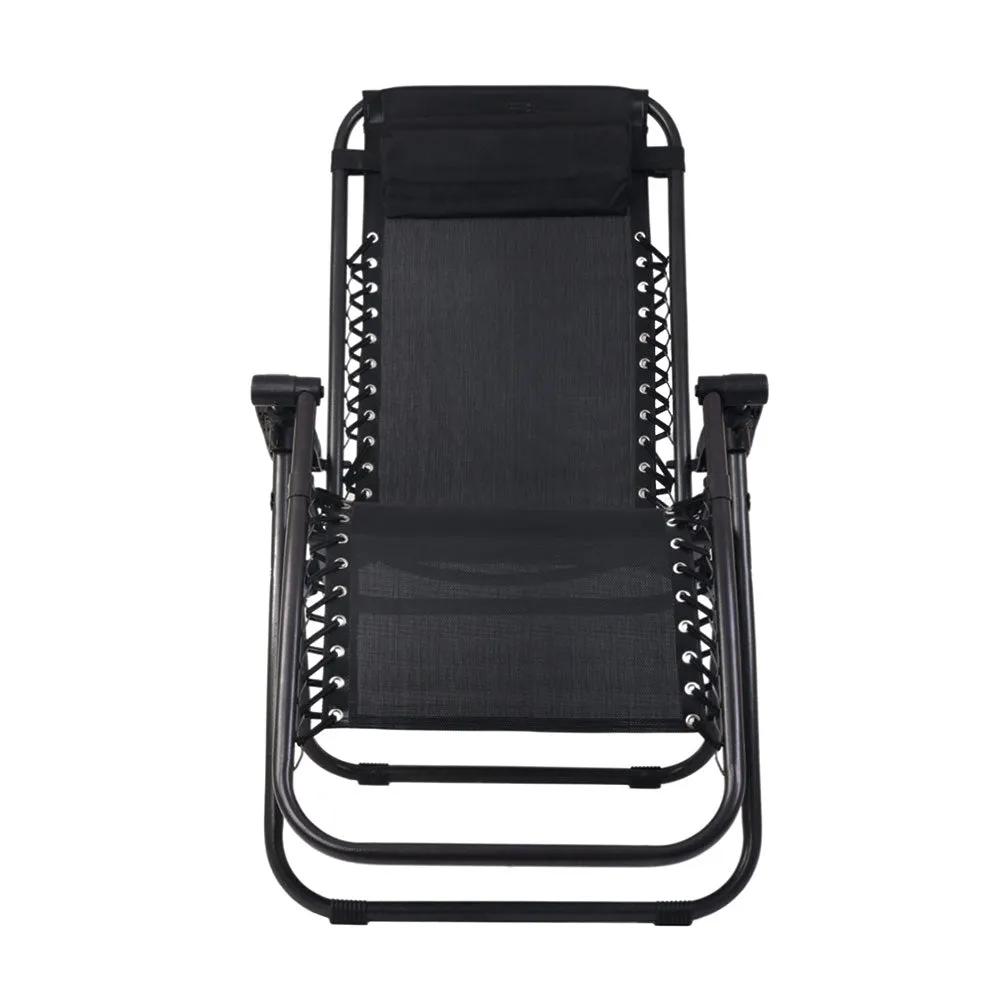 Set of 2 Outdoor Recliner Zero Gravity Chairs - Black