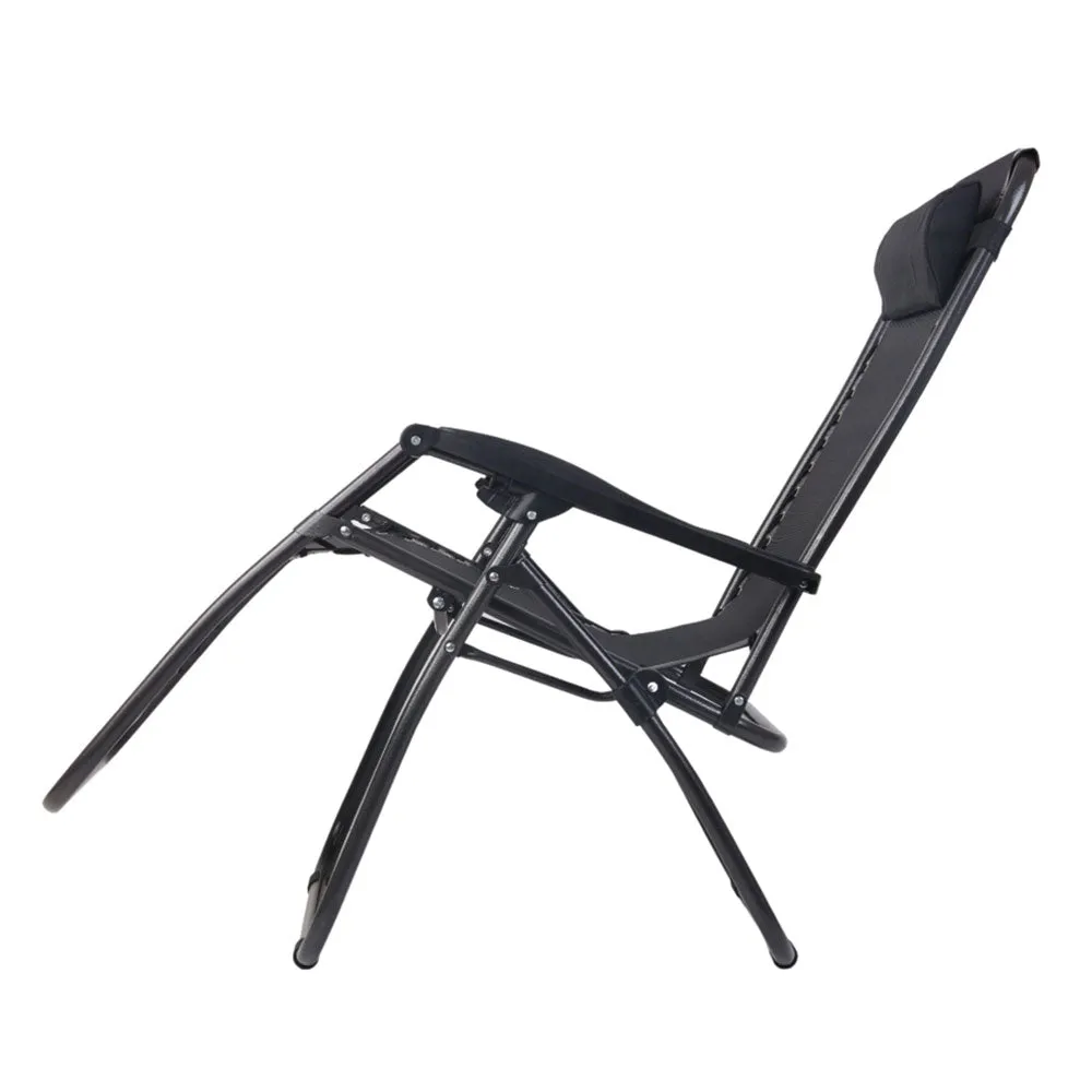 Set of 2 Outdoor Recliner Zero Gravity Chairs - Black