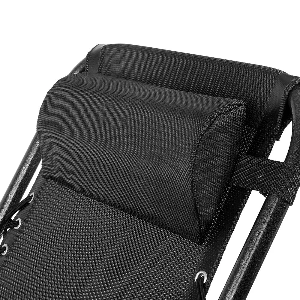 Set of 2 Outdoor Recliner Zero Gravity Chairs - Black