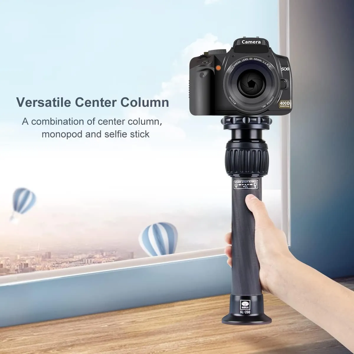 SIRUI SL-200 Carbon Fiber Tripod Extension Pole, Two-Section Center Column Extender for Tripods