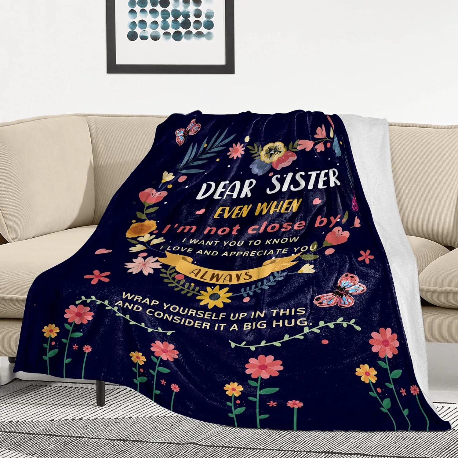 Sister Blanket - Birthday, Valentine's Day Gift from Sister - Throw Blanket 60'' x 50''