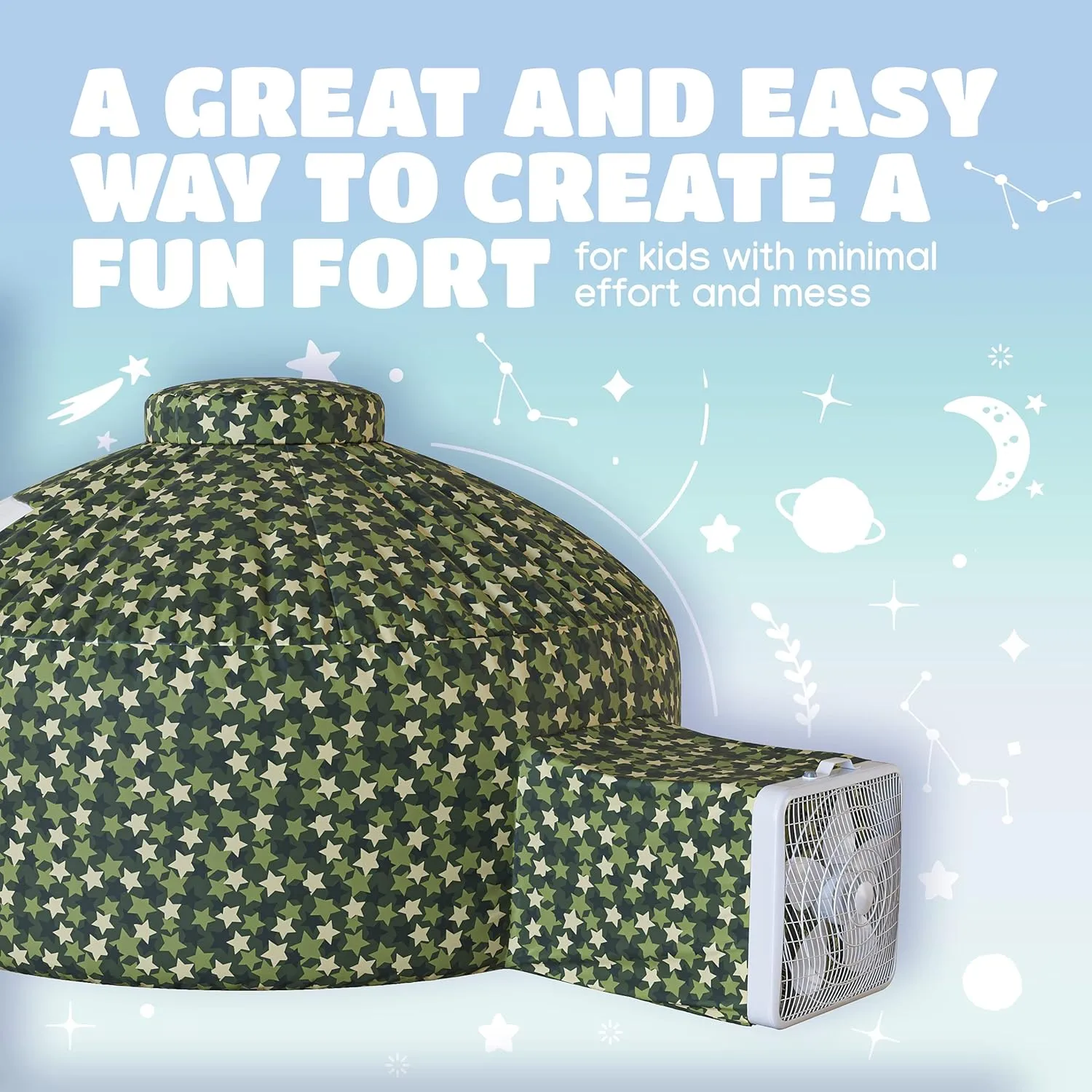 Skywin Inflatable Tent for Kids,Pack of 2 Inflatable Air Tent for Kids Sets Up and Stores Away in Seconds, Improved Blow up Fort (Fan NOT Included) (Camo Star Green)