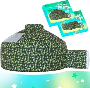 Skywin Inflatable Tent for Kids,Pack of 2 Inflatable Air Tent for Kids Sets Up and Stores Away in Seconds, Improved Blow up Fort (Fan NOT Included) (Camo Star Green)
