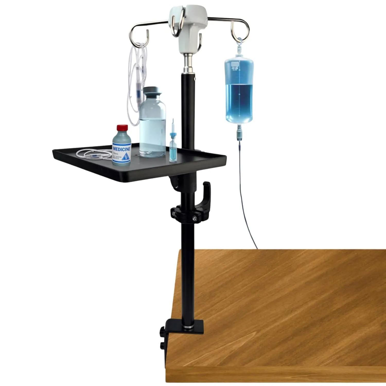 Skywin Portable IV Pole for Home Care, Clinics and Travel, Adjustable Collapsible IV Stand Wheelchairs, Beds, and Table