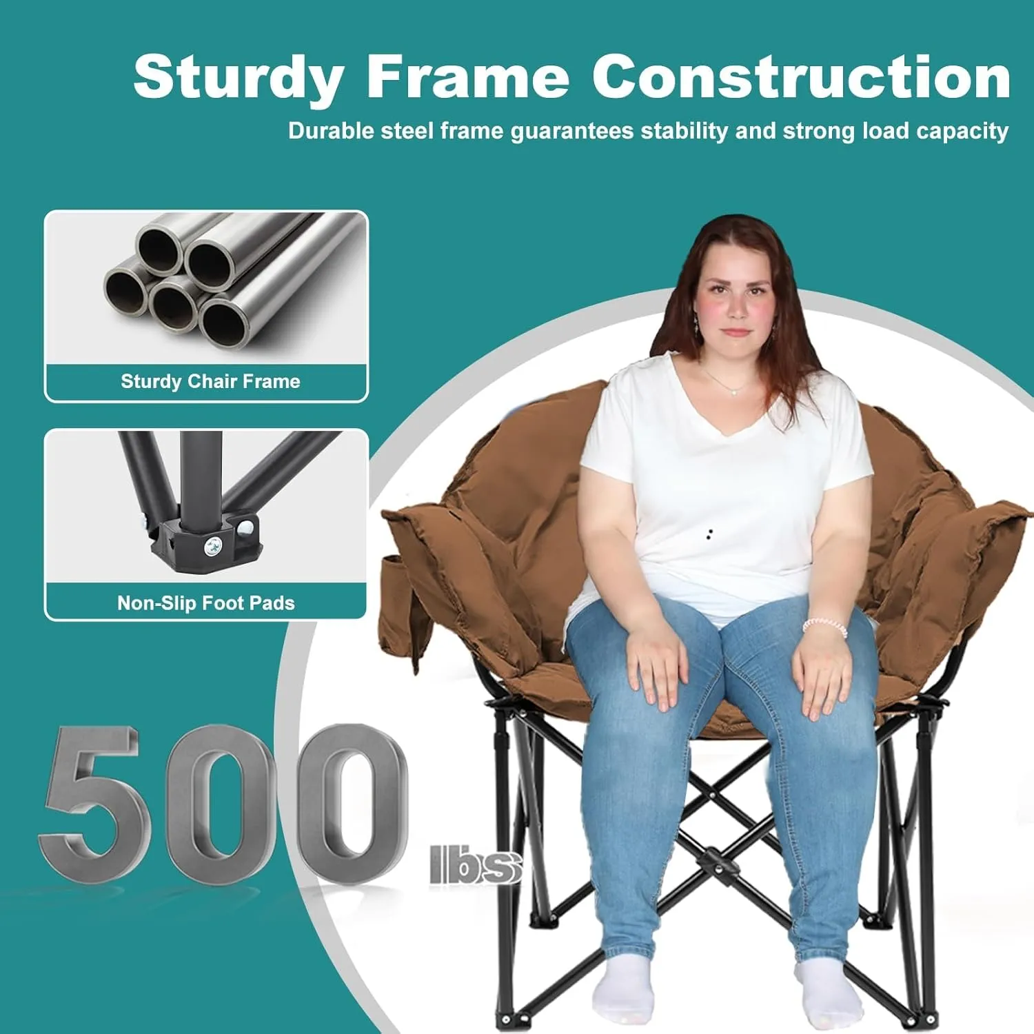 Slsy Heated Camping Chair Oversized, Outdoor Portable Heated Folding Chairs, Heated Foldable Chair Seat Supports 500 lbs, Heating Chair for Outdoor Sports, Camping, Patio, and Picnics