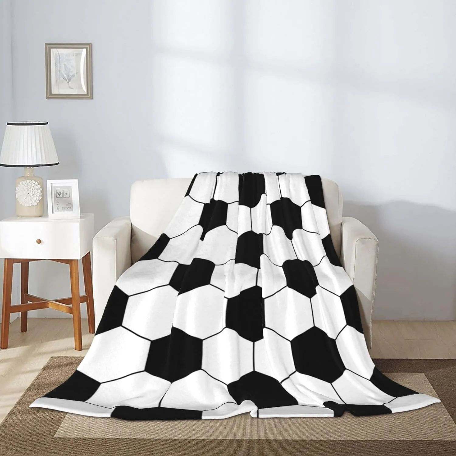Soccer Throw Blanket, 320gsm Kids Blanket Fluffy Cozy Soft Warm Plush Lightweight Decorative Blanket Gifts for Boys Girls Women Men Baby, Blankets Quilt for Bed Sofa Chair Couch(60"x50")