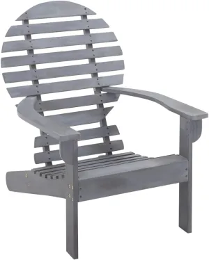 Solid Acacia Wood Adirondack Chair Gray Outdoor Patio Furniture for Garden Deck Beach Camping - Sturdy Weather-Resistant Lounge Chair with Wide Arms and Contoured Seat