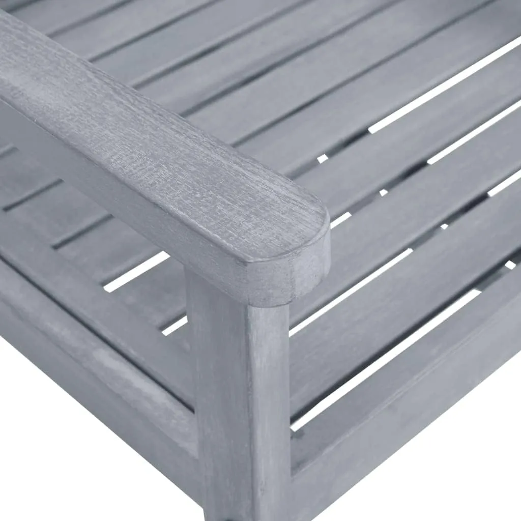 Solid Acacia Wood Patio Chairs 2-Piece Set Gray Outdoor Furniture Durable Lounge Chairs for Garden Poolside and Backyard