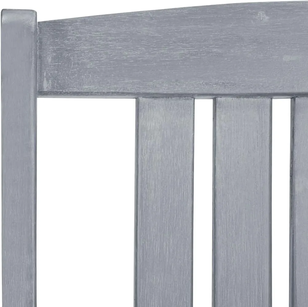 Solid Acacia Wood Patio Chairs 2-Piece Set Gray Outdoor Furniture Durable Lounge Chairs for Garden Poolside and Backyard