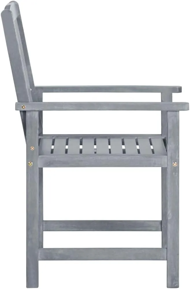Solid Acacia Wood Patio Chairs 2-Piece Set Gray Outdoor Furniture Durable Lounge Chairs for Garden Poolside and Backyard