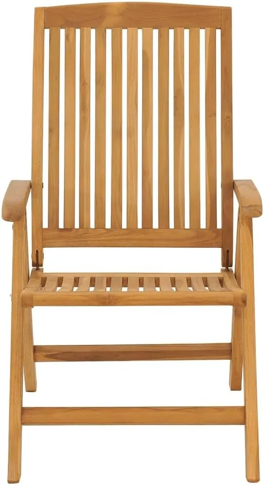 Solid Teak Wood Reclining Patio Chairs with Cushions 2-Piece Set, Foldable Adjustable Outdoor Lounge Chairs for Poolside, Backyard, Deck, and Sunbathing