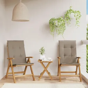 Solid Teak Wood Reclining Patio Chairs with Cushions 2-Piece Set, Foldable Adjustable Outdoor Lounge Chairs for Poolside, Backyard, Deck, and Sunbathing